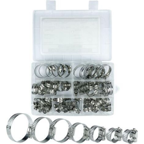 Collier De Serrage, Collier De Serrage Inox, 60 Pièces Collier Serrage Inox, 8-38mm 7 Tailles Différentes, Pour Piscines, Lave Linge, Lave Vaisselle, Conduites D'eau Domestiques (1/4)