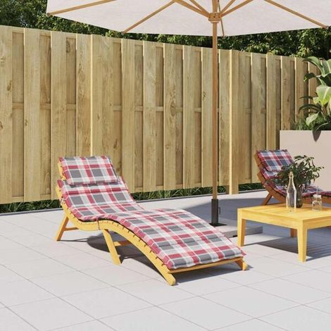 Coussin de bain de soleil vidaXL à carreaux rouges, 186 x 58 x 4 cm, tissu Oxford (1/5)