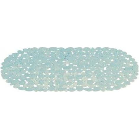 1 Tapis De Bain PVC 68x35 Cm Surface Antidérapante Galets Bleu Clair Pour Salle De Bain (1/2)