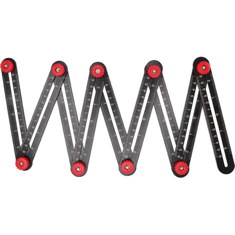 Règle de mesure multi-angles en alliage d'aluminium avec gabarit de perçage pour carrelage, outil de localisation d'ouverture de trous, pour ingénierie, pliage 9 sections (1/5)