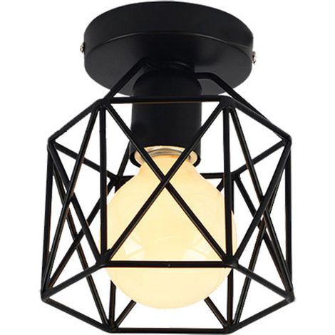 EASYCOMFORT Lampe Balcon LED - Plafonnier en Fer Forgé pour Allée, Vestiaire et Décoration Polygone (1/5)