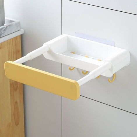 Retractable Concealed Sink Rack Free Punching Bathroom Shelf Kitchen Rack Pot Lid Yellow (1/5)