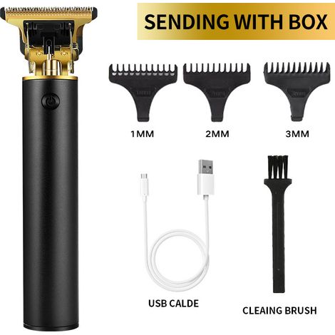 rasoir electriques hommes-Tondeuse à cheveux et à barbe pour homme – Machine de coupe électrique sans fil, style vintage et professionnel – Tondeuse de barbier T9