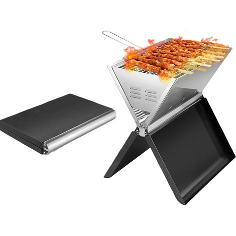 Klappbarer Koffer-Grill aus schwarz pulverbeschichtetem Eisen (1/5)