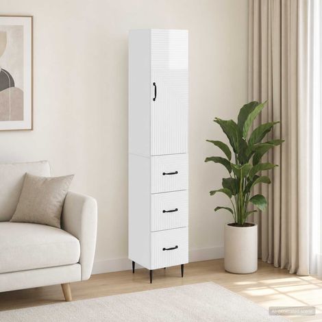 vidaXL Ensemble de Meubles 2 pcs Blanc brillant 33 x 34,5 x 90 cm (1/5)