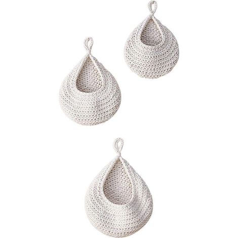 Paniers à fruits muraux pour cuisine, lot de 3, paniers à légumes suspendus en osier C (1/5)