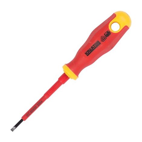 Destornillador plano con eje de 3x75mm y aislamiento VDE de hasta 1000V (mango bimaterial) (1/2)
