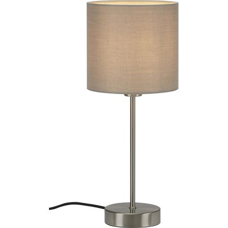 Lampe de table, lampe de chevet, lampe de bureau, 1x E14, incl. interrupteur à câble, abat-jour en tissu, taupe, 160x385 mm (DxH) (1/3)