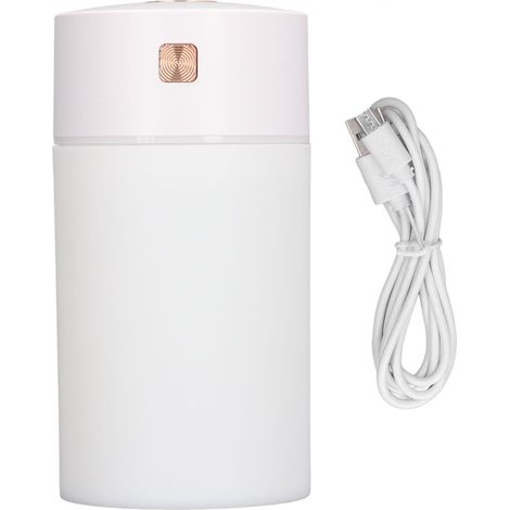 Humidificateur portable 300ml, brume froide, mini pour voiture maison bureau voyage, lumière colorée, blanc (1/5)