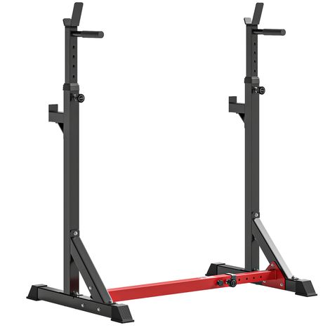 Soporte para Pesas Estante Soporte Barra Pesas Ajustable para Ejercicios Sentadillas en Hogar y Oficina Carga 150 kg de Acero Altura Regulable de 121-171 cm Negro y Rojo (1/5)