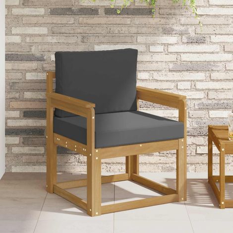 Ensemble de Canapé d'Extérieur 2 Pièces en Bois d'Acacia Massif Blanc et Anthracite, 13.65kg - PANGIVO (1/5)