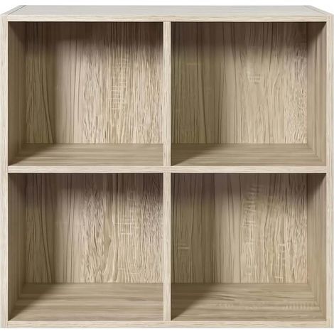 Estantería cubo abierta de 4 compartimentos en madera de ingeniería color roble (1/5)