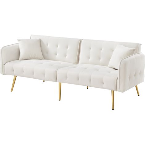 Sofá cama de 2 plazas con respaldo regulable y reposabrazos ajustables, terciopelo (1/5)