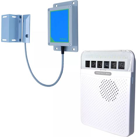 Kit alerte d'ouverture extérieur sans fil longue distance (800m) avec carillon (blanc) / 6 zones (PROTECT 800) (1/3)