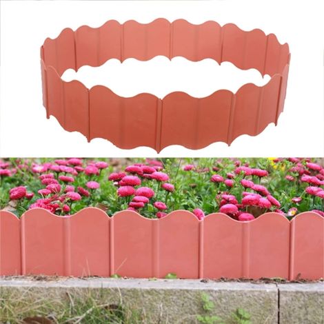 Lot de 20 bordures de jardin, bordures paysagères, bordures de pelouse, bordures de clôture pour pelouse, parterres de fleurs, terrasse, rouge (1/5)