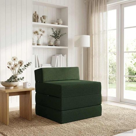 Sofá Cama Plegable Verde oscuro 200 x 70 x 15 cm Tela