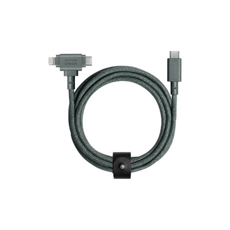 Native Union Belt Cable Duo - USB-C - USB-C / Lightning-Kabel, 1,5 m (schiefergrün) (1/2)