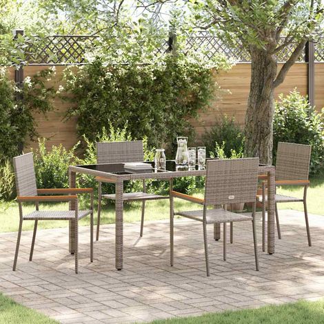 Garten Essgruppe 5 pcs Grau Poly-Rattan