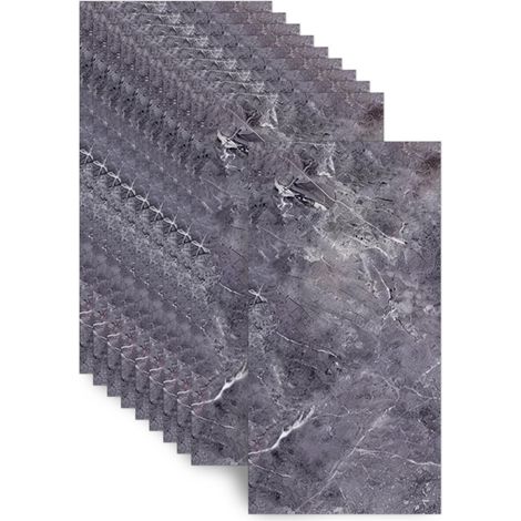Lot de 10 carreaux adhésifs pour sol - 30 x 60 cm - 2,5 mm - En PET - Aspect marbre imperméable et antidérapant - Pour salle de bain et cuisine - Protection contre les éclaboussures - Sans PVC (gris (1/5)
