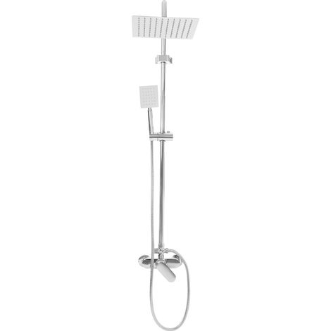 【Chauffage et ventilation】Système de douche (avec mitigeur) argenté, ensemble de douche pour salle de bains, pomme de douche à effet pluie réglable en hauteur, pomme de douche de plafond, douchette à (1/5)