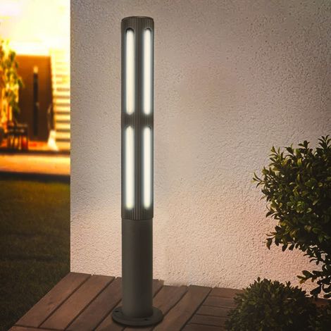 Borne lumineuse d'extérieur aluminium 85cm 230V – Design moderne avec fenêtres découpées – Installation facile pour espaces extérieurs