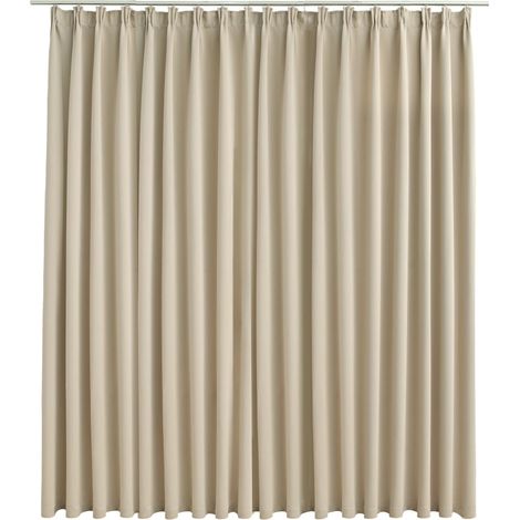 Rideau occultant thermique isolant 290x245 cm – 100% polyester – Avec crochets métalliques – Beige pour chambre à coucher – Inlife