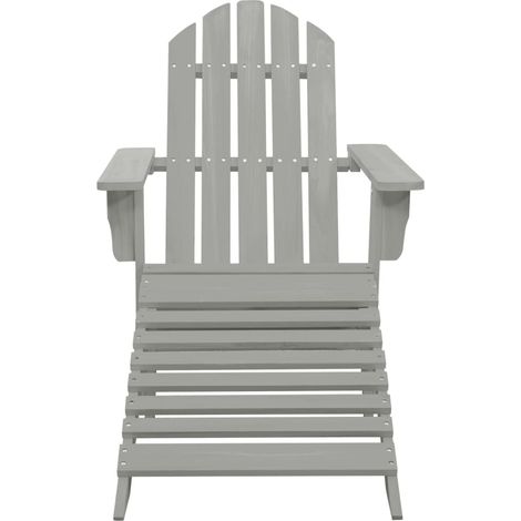 Chaise de jardin Chaise d'extérieur avec pouf Bois Gris (1/5)