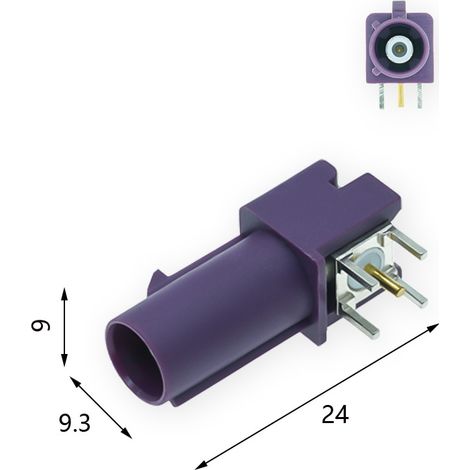 Fakra long-body male shell D-type RF coaxial connector, Fakra male head horizontal C-type insertion board soldering PCB board (1/3)