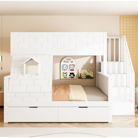 Cama infantil con almacenaje y ventana blanca OKMYHOME (1/5)