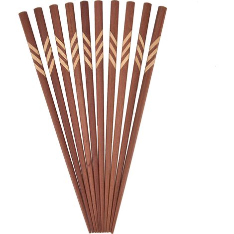 Baguettes en Bois Style Japonais Rectangulaires en Bois de Santal Rouge avec Incrustation de Buis Réutilisables avec Boîte Cadeau (1/5)