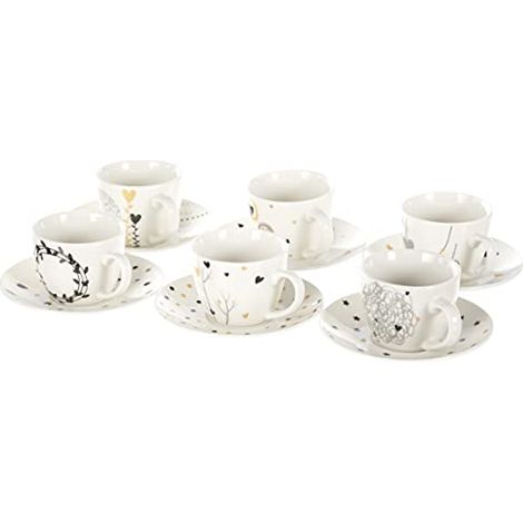 Tognana Iris, Set 6 Tazzine Caffè con Piatto, New Bone China, Multicolore (1/4)