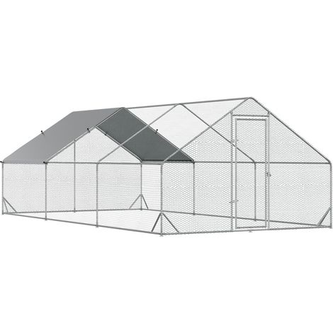 Pollaio esterno XXL 3 x 6 x 2 m in acciaio per 12-18 galline, anatre e conigli (1/5)