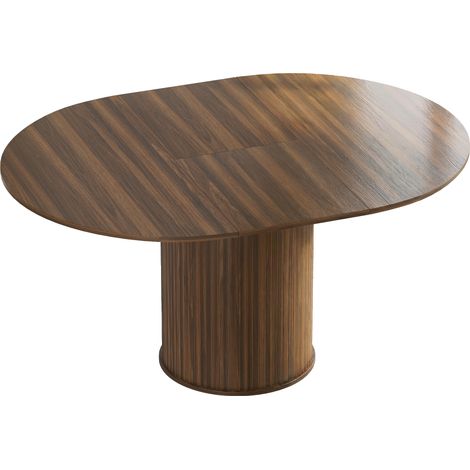 Table à manger extensible pour 6 à 8 personnes - 110-150 cm, noyer - Table de cuisine ovale avec piètement central rond - Pour salle à manger, famille - Design élégant (1/5)