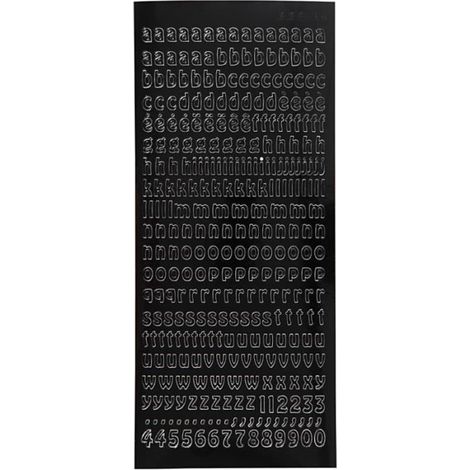 Stickers - Noir - Alphabet minuscule - 10x23 cm - Film aluminium - Objets décoratifs