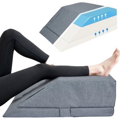 Cuscino rialzato per le gambe, regolabile in altezza, in memory foam con gel rinfrescante, nero (1/5)