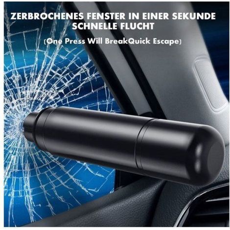 Marteau De Securite - Brise-Vitre Et Coupe-Ceinture D'Urgence - Pour Voiture - Compact - Noir - 1 Unite (1/5)