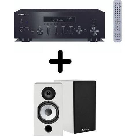 Amplificateur Hi-Fi Yamaha R-N600A Noir + une paire d'enceintes bibliothèque Cabasse Antigua MT32/2 Blanc mat