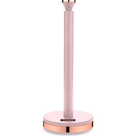 Tower T826133PNK Cavaletto Portarotolo da cucina Porta asciugamani con sottotetto morbido, Marshmallow rosa e oro rosa (1/5)
