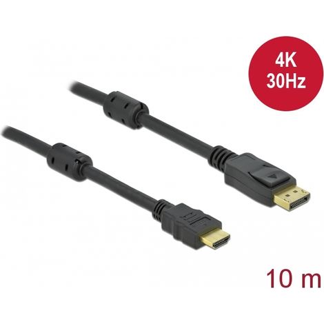 Delock Cable pasivo de DisplayPort 1.2 a HDMI 4K 30 Hz 10 m