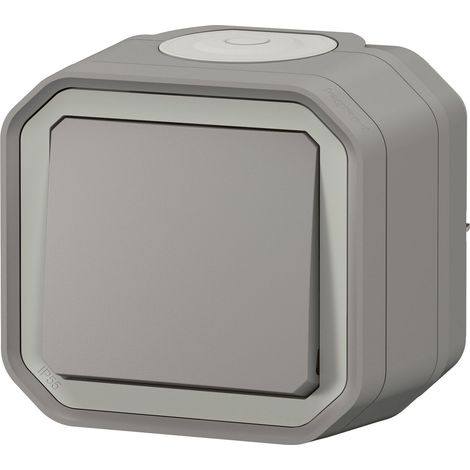 Legrand - Poussoir NO Plexo complet saillie - Finition gris