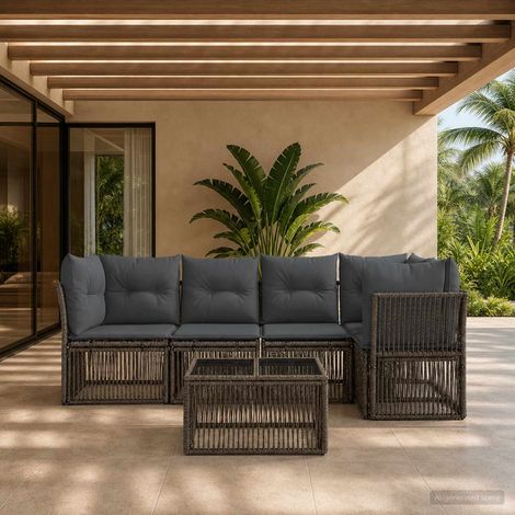 Set Divano da Giardino 6 pz Grigio polyrattan vidaXL (1/5)