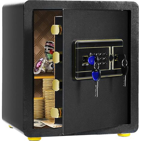 Costway – Coffre-fort électronique 36 x 31 x 41 cm – 46 L – Système d'alarme – Clavier numérique – Acier carbone – Montage mural