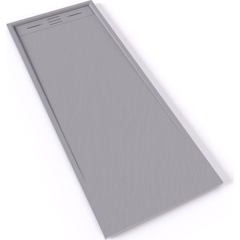 HIEMAL Receveur de douche 70 x 180 cm résine Gris aspect ardoise + bonde incluse - Salle de bain