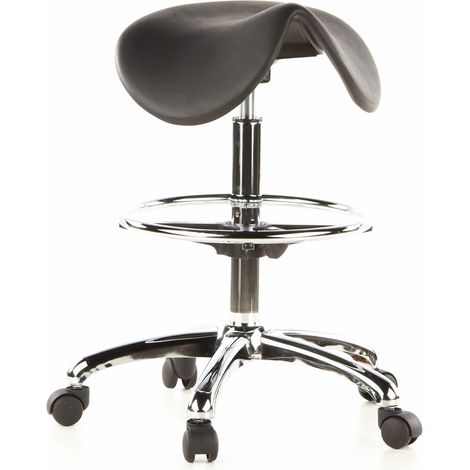 Hocker / Drehhocker / Arbeitsstuhl / Sattel TOP WORK 13 Hartschaum schwarz Chrom hjh OFFICE (1/5)
