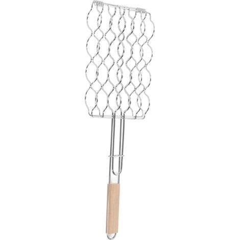 Maisgrillkorb aus Edelstahl mit Buchenholzgriff für gleichmäßige Hitzeverteilung, Fassungsvermögen für 4 Maiskolben, ideal zum Grillen beim Camping (1/5)