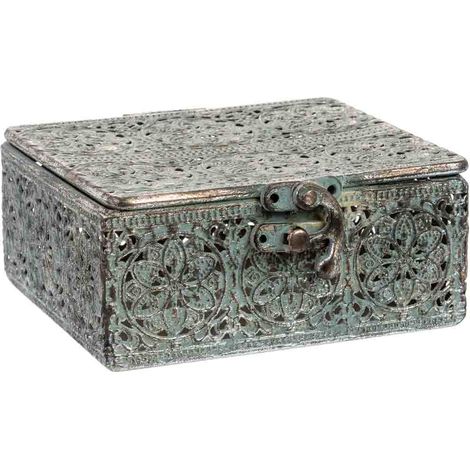 Caja de metal negra 12.5x12.5x6h cm