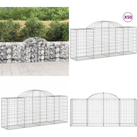 Gabionen mit Hochbogen 50 Stk. 200x50x80/100cm Verzinktes Eisen - Gabionen - Gabionenkorb - Gartendeko - Zaun - Sichtschutz - Home & Living (1/5)