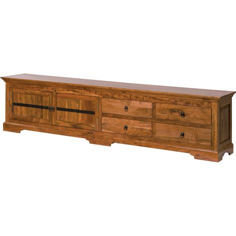 TV-Board Akazie hellbraun lackiert 240x40x55 (BxTxH) montiert OXFORD 01017 (1/4)