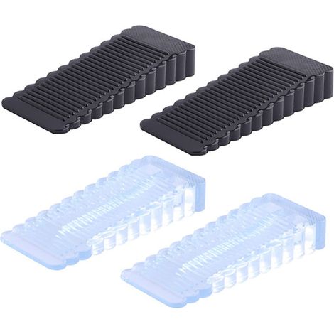 4 Pcs Butée de Porte en Caoutchouc, Cale de Porte Réglable en Hauteur, Cale D'Arrêt Antidérapante, Cale D'Arrêt de Porte Moyenne Sans Odeur (2 Noires et 2 Transparentes) (1/5)