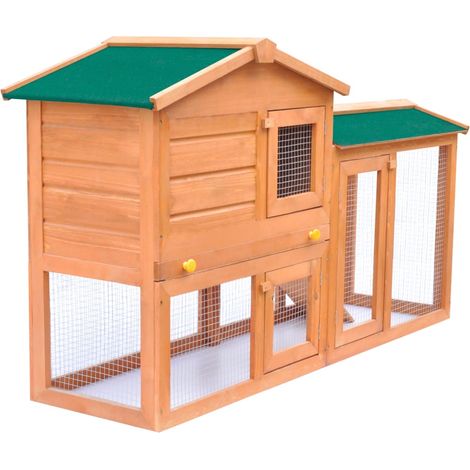 INLIFE Clapier large d'extérieur pour petits animaux de compagnie Bois (1/5)